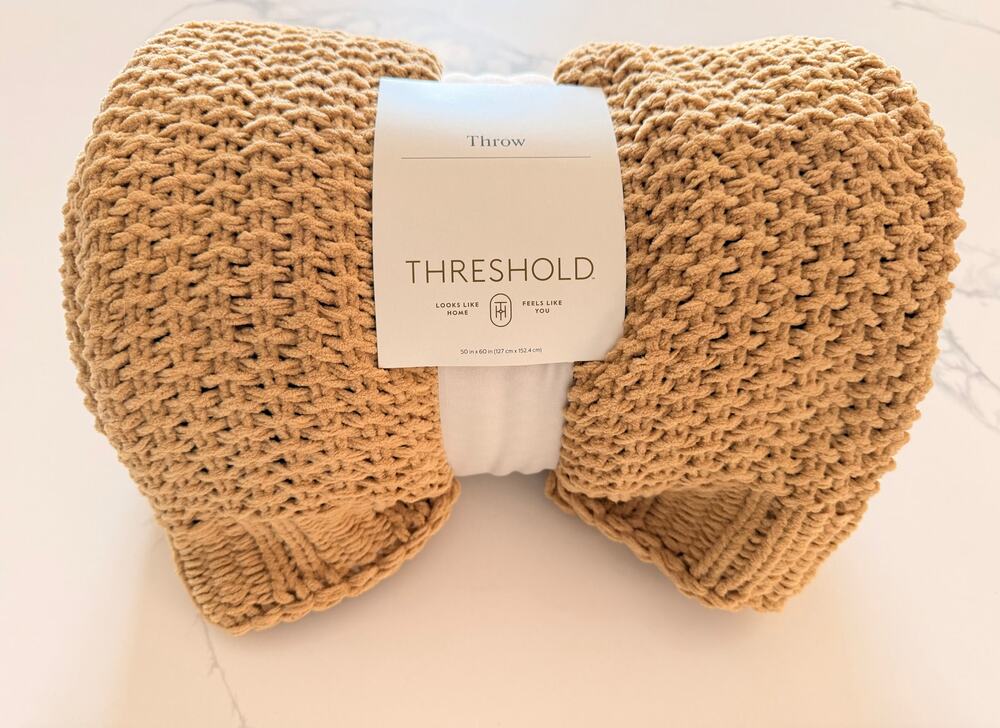 Threshold Chunky Knit Throw Blanket Mustard Yellow 50x60 Chenille NWT Target